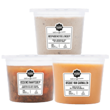 Noordertrots ossenstaartsoep, bospaddenstoelensoep met truffel of bisque van garnalen